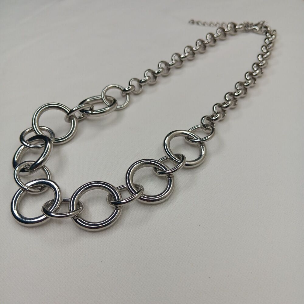 Banana Republic Silver Tone Loop Statement Neckla… - image 2